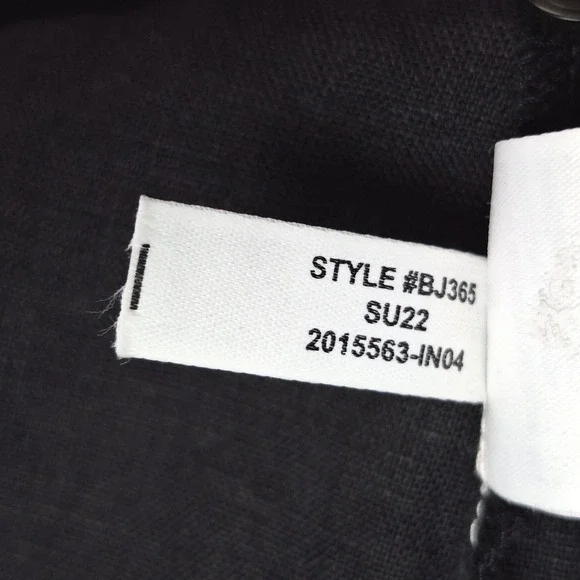 J Crew Top 18 Black Linen V-Back Boho Coastal Button Down Beach Resort Preppy - Picture 7 of 9